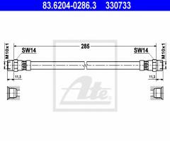 Ate 83.6204-0286 przewód hamulcowy giętki volvo, volvo 240 (p242, p244)