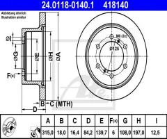 Ate 24.0118-0140 tarcza hamulcowa mitsubishi pajero 90-00 tył