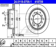 Ate 24.0118-0709 tarcza hamulcowa toyota land cruiser 96- tył, toyota land cruiser 90 (_j9_)