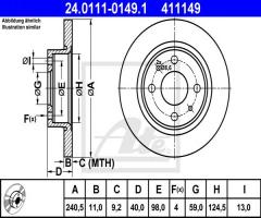 Ate 24.0111-0149 tarcza hamulcowa alfa romeo 145,146 94-01 tył, alfa romeo 33 (907a)