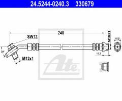 Ate 24.5244-0240 przewód hamulcowy giętki audi a4 -00 tył, audi a4 (8d2, b5)