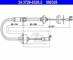 Ate 24.3728-0328 linka sprzęgła peugeot partner 96-08 1,1 - 1,4