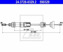 Ate 24.3728-0329 linka sprzęgła peugeot partner 96-08 diesel, citroËn berlingo nadwozie pełne (m_)