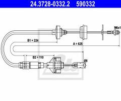 Ate 24.3728-0332 linka sprzęgła citroen xsara 97-05, citroËn xsara (n1)