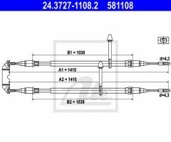 Ate 24.3727-1108 linka hamulca ręcznego saab 9-5 98-10, saab 9-5 (ys3e)