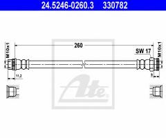 Ate 24.5246-0260 przewód hamulcowy giętki peugeot, citroËn berlingo nadwozie pełne (m_)