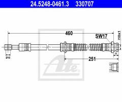 Ate 24.5248-0461 przewód hamulcowy giętki volvo v40 95-04 przód, mitsubishi carisma (da_)