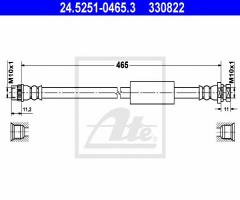 Ate 24.5251-0465 przewód hamulcowy giętki opel movano 03-10 pt, nissan interstar autobus (x70)