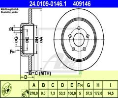 Ate 24.0109-0146 tarcza hamulcowa chrysler pt cruiser 00- tył, chrysler neon (pl)