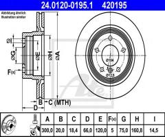 Ate 24.0120-0195 tarcza hamulcowa bmw 3 e90 05- tył wen., bmw 3 (e91) touring 