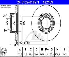 Ate 24.0122-0109 tarcza hamulcowa opel monza 78-84, opel commodore b