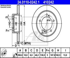 Ate 24.0110-0242 tarcza hamulcowa suzuki jimny 98-, suzuki vitara cabrio (et, ta)