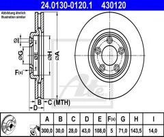 Ate 24.0130-0120 tarcza hamulcowa jaguar s-type 99-08, jaguar s-type (ccx)