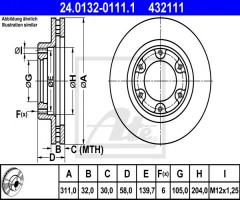 Ate 24.0132-0111 tarcza hamulcowa toyota land cruiser 80 90-97, toyota land cruiser 80 (_j8_)