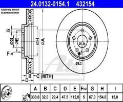 Ate 24.0132-0154 tarcza hamulcowa mercedes w211 e-klasa 03-09 4matic, mercedes-benz klasa e (w211)