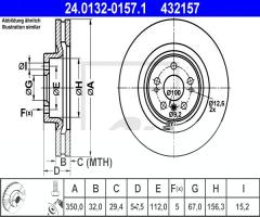 Ate 24.0132-0157 tarcza hamulcowa mercedes w164 ml-klasa 05-, mercedes-benz klasa r (w251, v251)