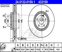 Ate 24.0132-0159 tarcza hamulcowa mercedes c208 clk430 99-02, chrysler crossfire