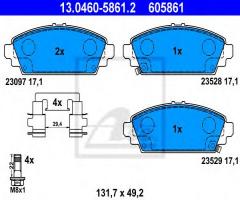 Ate 13.0460-5861 klocki hamulcowe honda accord 98-02 1,6 z czuj., honda accord vi (cg, ck)