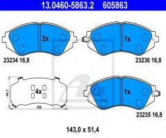 Ate 13.0460-5863 klocki hamulcowe daewoo lacetti 04- z akustycznym czujnikiem zużycia