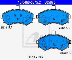 Ate 13.0460-5875 klocki hamulcowe hyundai elantra 01-02, hyundai elantra (xd)