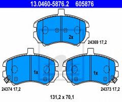 Ate 13.0460-5876 klocki hamulcowe hyundai elantra 03-06 przód, hyundai elantra (xd)