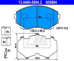 Ate 13.0460-5884 klocki hamulcowe mazda mpv ii 99-05, mazda mpv ii (lw)