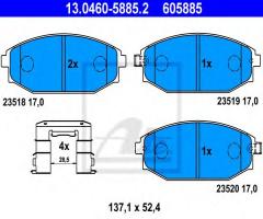 Ate 13.0460-5885 klocki hamulcowe hyundai galloper 98-, hyundai galloper ii (jk-01)