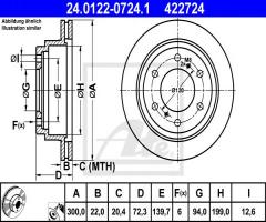 Ate 24.0122-0724 tarcza hamulcowa mitsubishi pajero 00- tył