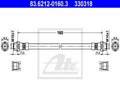 Ate 83.6212-0160 przewód hamulcowy giętki audi a4 94-01 tył, audi 80 (8c, b4)