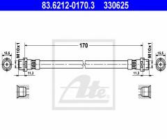 Ate 83.6212-0170 przewód hamulcowy giętki audi a6 97-05 tył, audi a6 (4b2, c5)