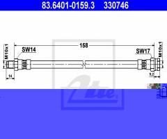 Ate 83.6401-0159 przewód hamulcowy giętki fiat ducato 02-06 tył, alfa romeo 155 (167)