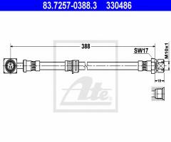 Ate 83.7257-0388 przewód hamulcowy giętki opel, opel vectra b hatchback (38_)