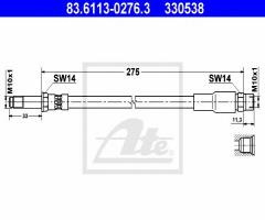 Ate 83.6113-0276 przewód hamulcowy giętki bmw 5 e39 96-03 tył, bmw 5 (e39)