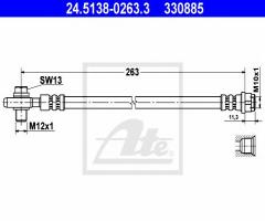 Ate 24.5138-0263 przewód hamulcowy giętki audi a4 00-08 tył, audi a4 (8e2, b6), seat exeo (3r2)