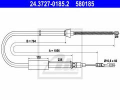 Ate 24.3727-0185 linka hamulca ręcznego audi a2 -05, audi a2 (8z0)