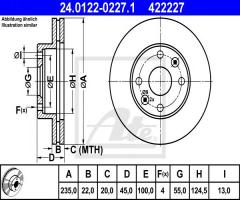 Ate 24.0122-0227 tarcza hamulcowa kia rio 00-02, kia rio kombi (dc)