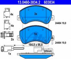 Ate 13.0460-3834 klocki hamulcowe ford transit 06- z czujnikiem, ford transit autobus