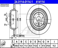 Ate 24.0114-0114 tarcza hamulcowa mercedes w164 ml-klasa 05- tył, mercedes-benz klasa r (w251, v251)