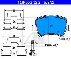 Ate 13.0460-2722 klocki hamulcowe ford s-max 06- tył, ford galaxy (wa6)