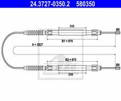 Ate 24.3727-0350 linka hamulca ręcznego citroen jumper 99-02, citroËn jumper autobus (230p)