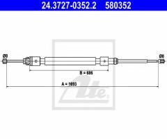 Ate 24.3727-0352 linka hamulca ręcznego citroen c3 05-, citroËn c3 i (fc_)