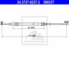 Ate 24.3727-0237 linka hamulca ręcznego bmw 5 e60 03-10 prawy tył, bmw 5 (e60)