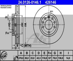 Ate 24.0126-0146 tarcza hamulcowa opel corsa d 06- 1,7cdti, opel corsa d