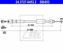 Ate 24.3727-0453 linka hamulca ręcznego mercedes vito 03- lewy tył