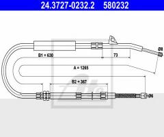 Ate 24.3727-0232 linka hamulca ręcznego bmw 7 e38 95-01 lewy tył, bmw 7 (e38)