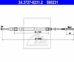 Ate 24.3727-0231 linka hamulca ręcznego bmw x5 e53 00-07 tył, bmw x5 (e53)