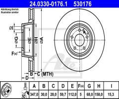 Ate 24.0330-0176 tarcza hamulcowa audi a6 04- 4,2 quattro, audi a6 (4f2, c6)