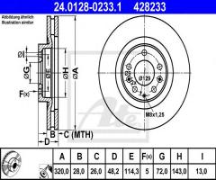 Ate 24.0128-0233 tarcza hamulcowa mazda cx-9 07- przód, mazda cx-7 (er)