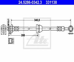 Ate 24.5286-0342 przewód hamulcowy giętki chevrolet aveo 08- przód