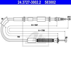 Ate 24.3727-3002 linka hamulca ręcznego lancia delta 08- prawa, lancia delta iii (844)